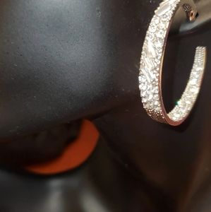 White n silver earrings,